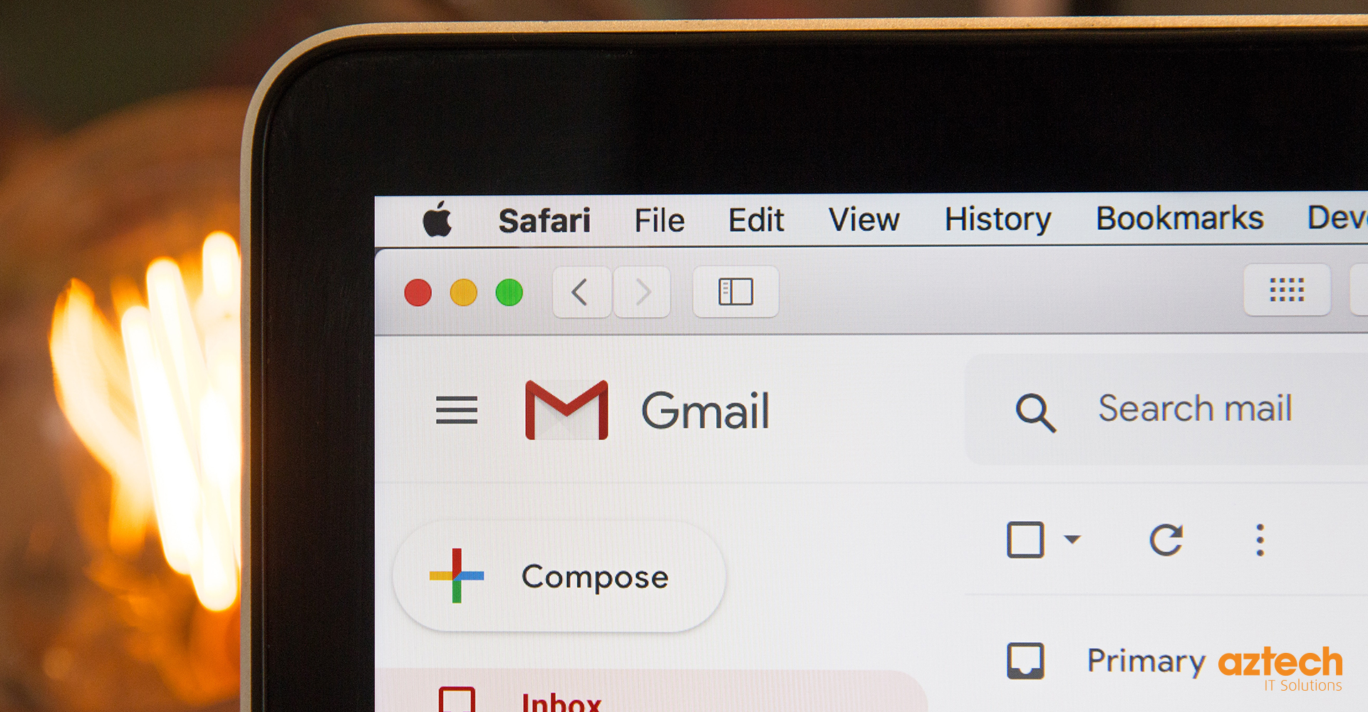 Gmail on laptop screen