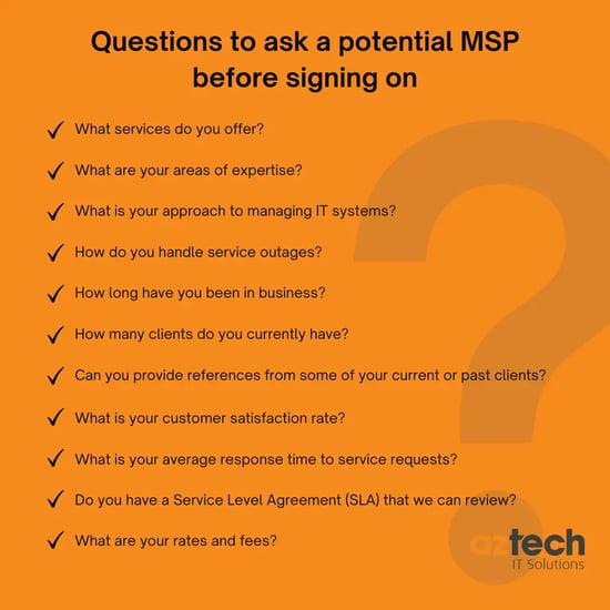Questions to ask a potential MSP before signing on