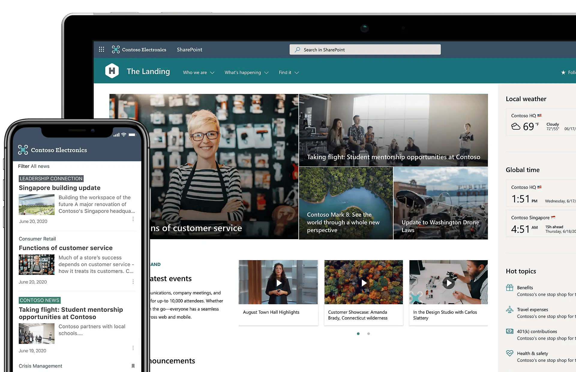SharePoint Online on desktop and mobile look