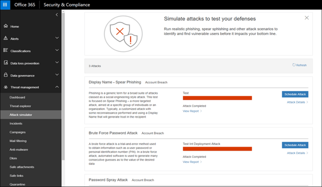 Simulated phishing attack