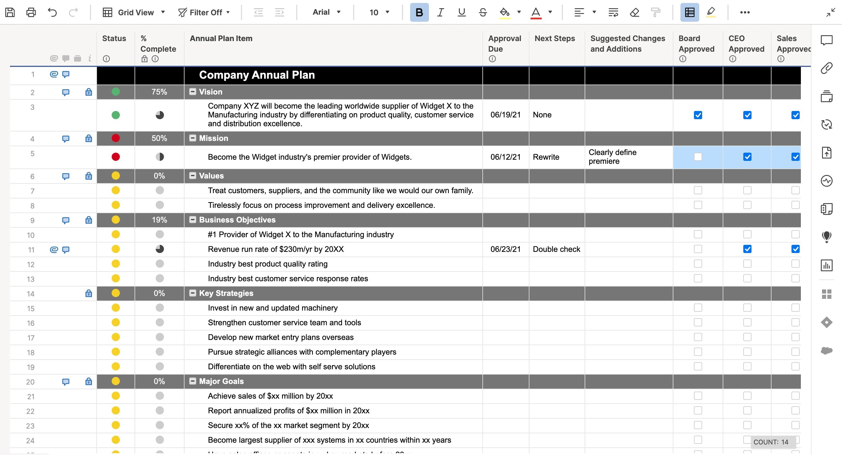Smartsheet IT Strategic Planning Example and Template