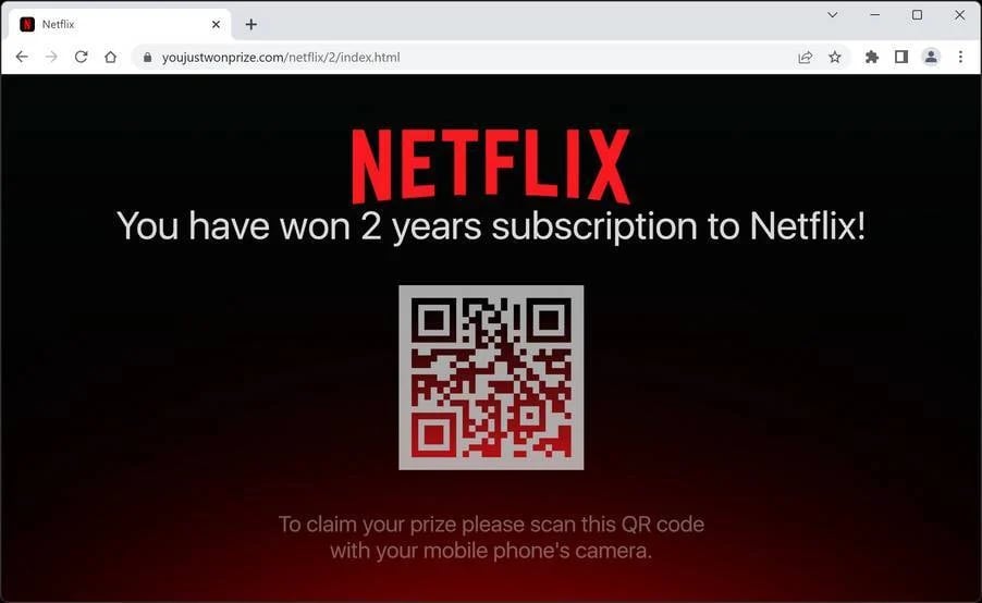 Coupons as fake QR code example - Netflix subscription