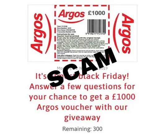 fake coupons as qr code scam - Argos