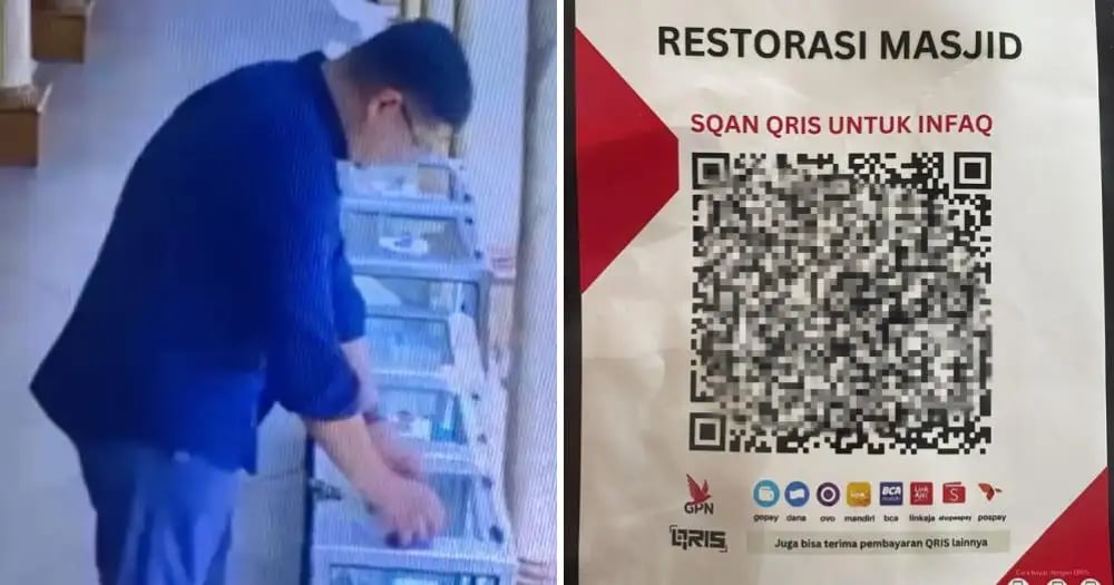 Man sticking fake qr code for charities spotted in Singapore