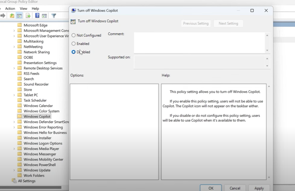 Activate Copilot from Group Policy Editor - Step 5