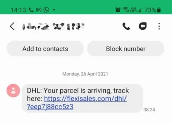 QR scam DHL delivery example